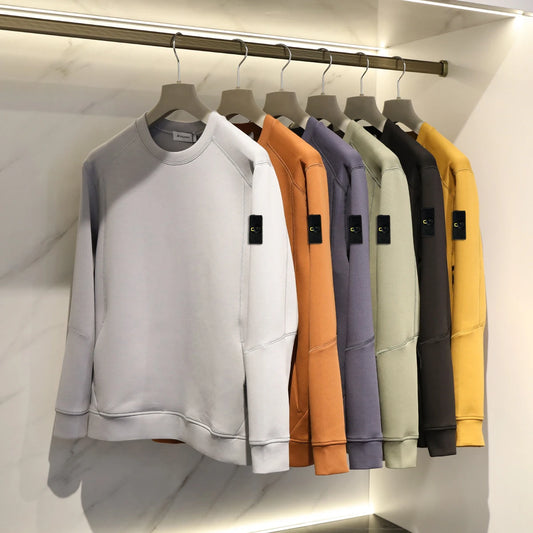 Compass Top Button Patch Italian Luxury Brand Style 3D Stereoscopic Men's Hoodie Liquid Ammonia Air Cotton Sweatshirt Pullover